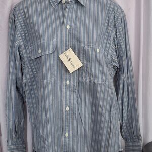 Vintage "1980s"Woman Ralph Lauren Blue Striped Button-Down Shirt